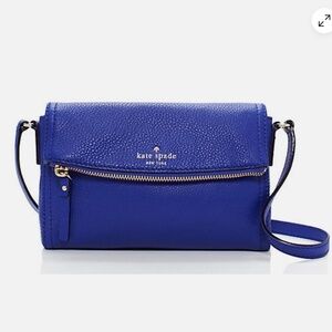 Kate Spade Cobble Hill Carson Navy Leather Fold-Over Crossbody Bag